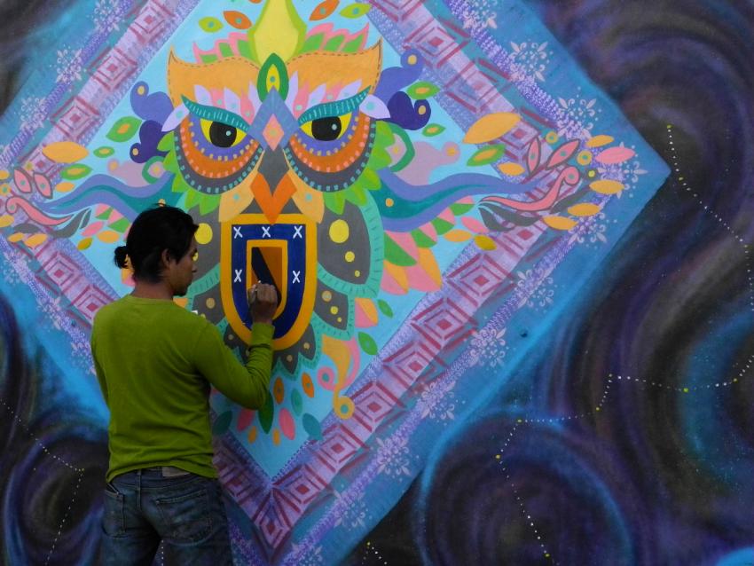 Mural ¨Corazón de fuego¨ de Luis Caal