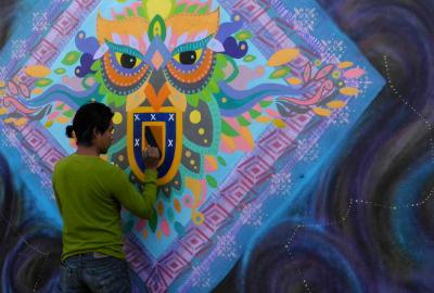 Mural ¨Corazón de fuego¨ de Luis Caal