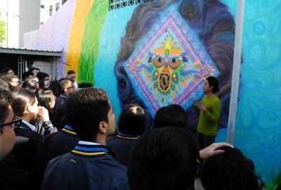 Mural ¨Corazón de fuego¨ de Luis Caal