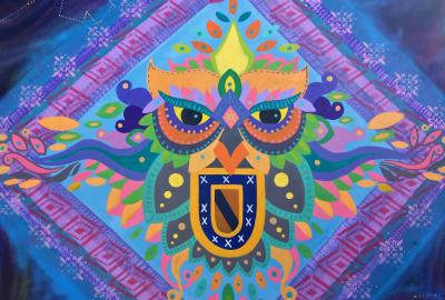 Mural ¨Corazón de fuego¨ de Luis Caal
